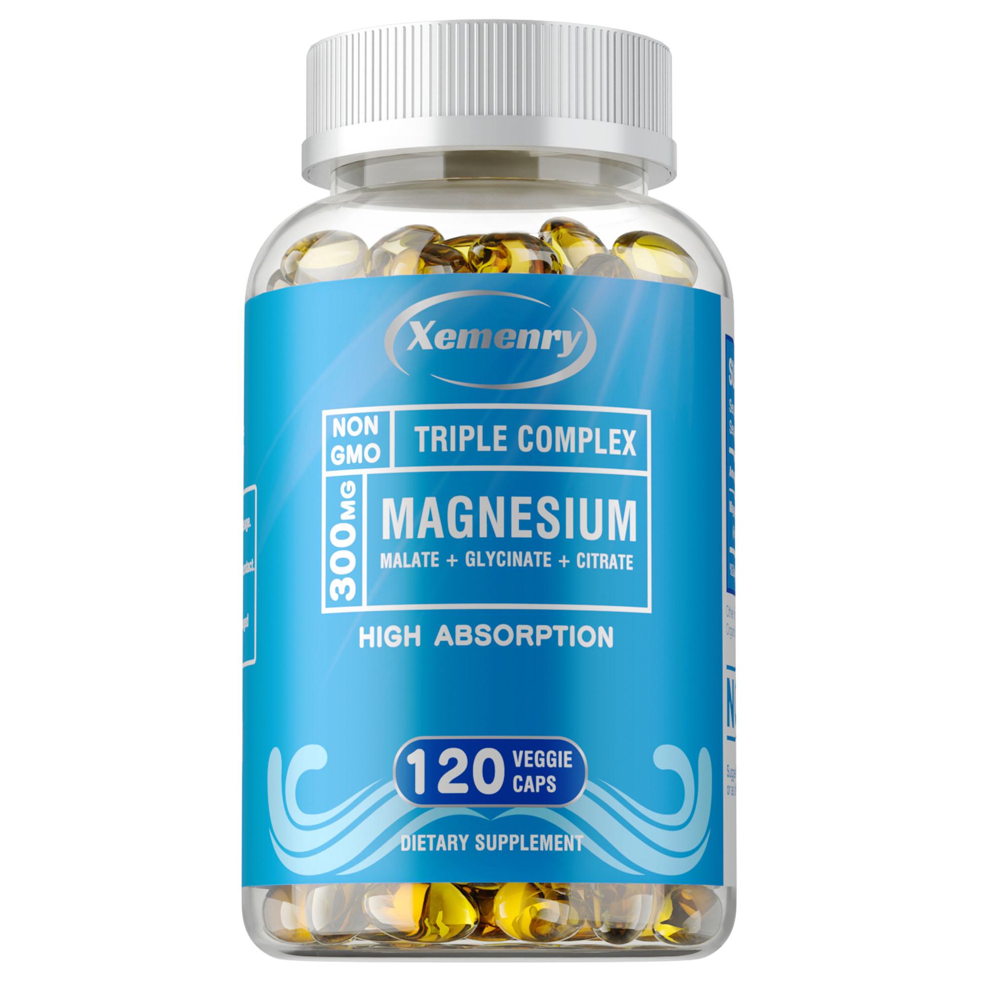 Xemenry contains magnesium glycine, magnesium malate, and magnesium citrate, 300 mg, suitable for adults. 120*1