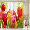 Beautiful Tulip Rose Flowers Shower Curtain Bathroom Curtains Nature Flower Waterproof Polyeste Fabric Bathtub Decor With Hook
