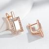 Fashion Glossy Dangle Earrings For Women  Rose Gold Color Simple Square Natural Zircon Accessories Daily Fine Jewelry