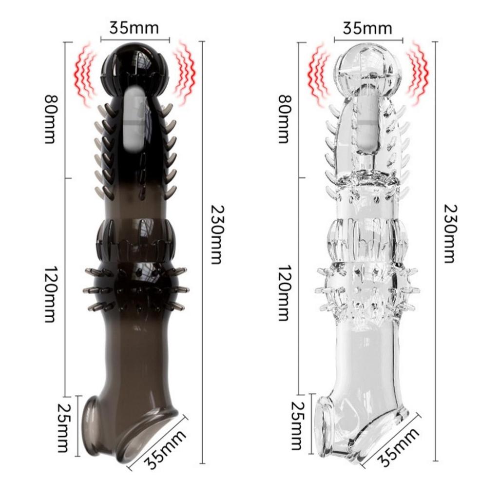 Penis Extend Sleeve with Vibrator Reusable Condoms Dildo Dick Enhancer Delay Ejaculation Cock Rings Sex Toys for Men