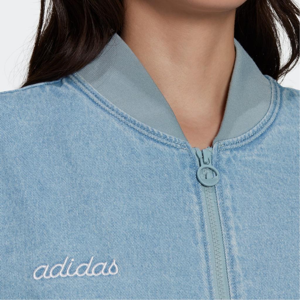 adidas Originals Varsity Jacket With Brand Logo Print And Patchwork Design Women Jackets Sky-Blue HL9070