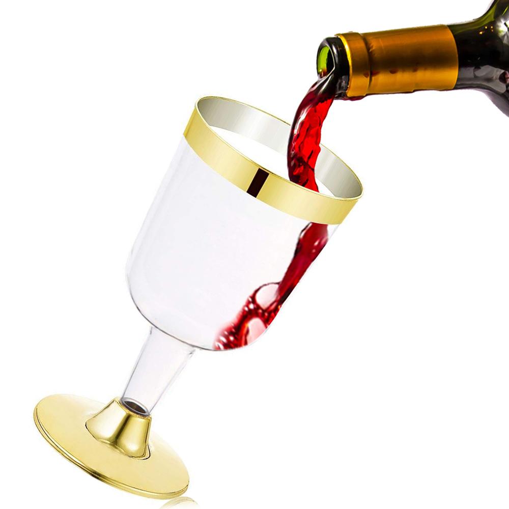 Buy 6Pcs Clear Classic Disposable Plastic Wine Glass For Wedding