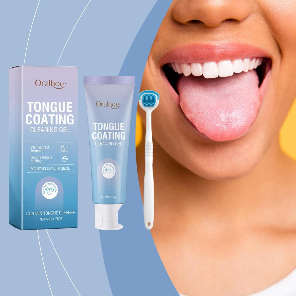 Tongue Cleaner For Remove Tongue Coating Inhibit Oral Bacteria Improve Bad Breath Freshener Tongue Cleansing Gel Toothbrush Set