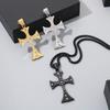Personalized Crystal Stone Cross Necklace for Men Women 41*27mm Hip Hop Charm Pendant Gold Color Trendy Jewelry Gift