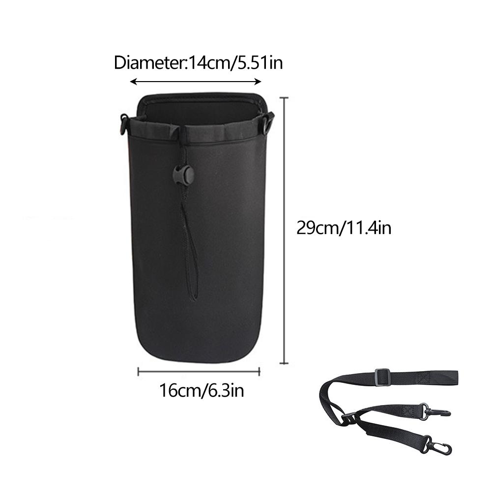 Universal Car Water Bottle & Thermos Holder For Center Console Side Mount with Storage Pocket Adjustable Strap Interior Organize