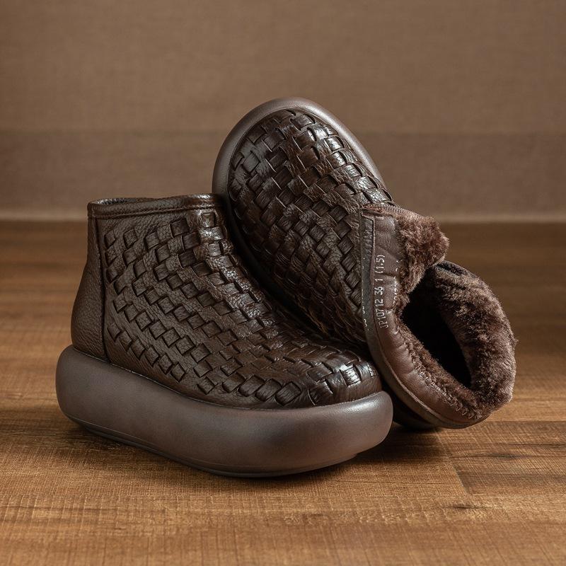 Cotton Shoes, Women's Thickened Boots, Thick-soled Retro Ankle Boots, Warm Snow Boots