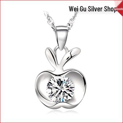 Silver Crystal Fruit Pendant Necklace for Women - Short Fashion Jewelry Christmas Gift