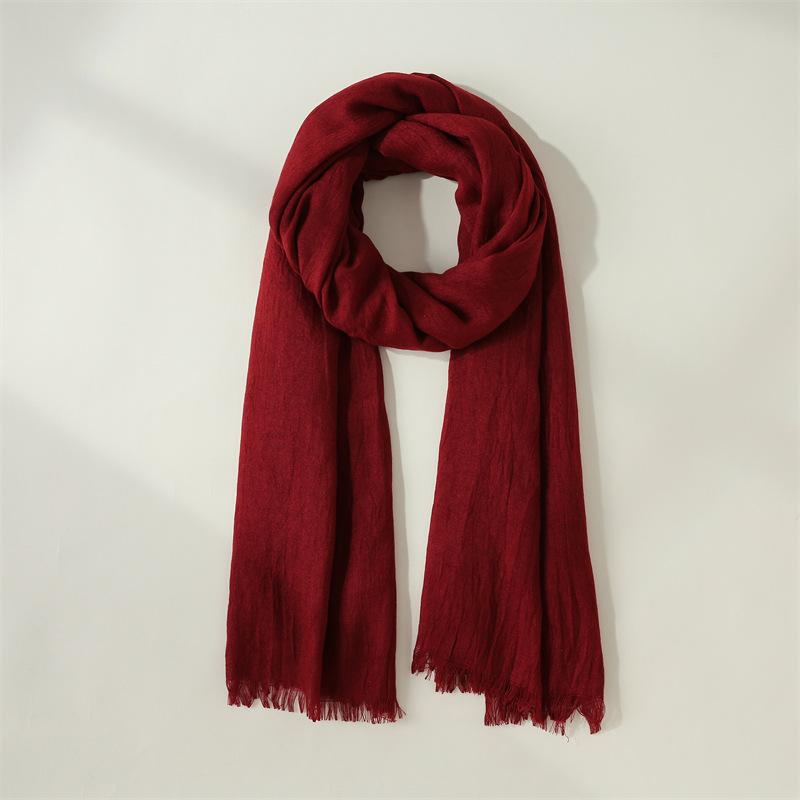 Sweet Solid Color Scarf Women's 2025 New Fashion Warm Medium and Long Decorative Wear Scarf Shawl