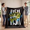 Colorful Bass Fish with Splash Design Flannel Blanket for Bedroom, Living Room, Sofa, and Nap Sofas