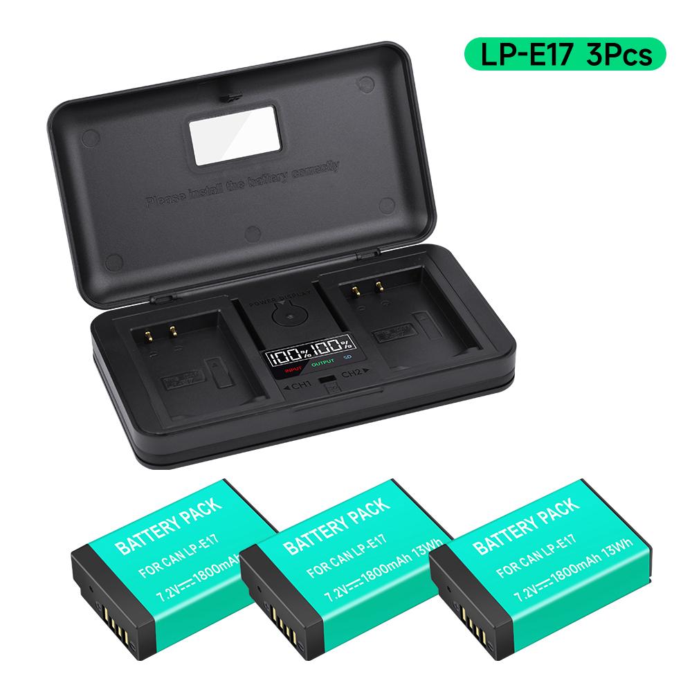 

PALO LP-E17 LP E17 Battery+ 3 in 1 Smart Charger для Canon EOS RP 200 250D M3 M5 M6 750D 760D T6i T6s 800D 8000D 77D Kiss X8i чорний