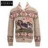 RRL [/Domestic Official] MNRRSWE16820137 Native Design Linen Blend Hand Knit Shawl Collar Cardigan/ Tops XS/TP beigeUsed