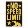 Vintage No Speed Limit Road Sign Metal Plaque, Retro Round Wall Art for Home Office or Man Cave, Easy Mounting
