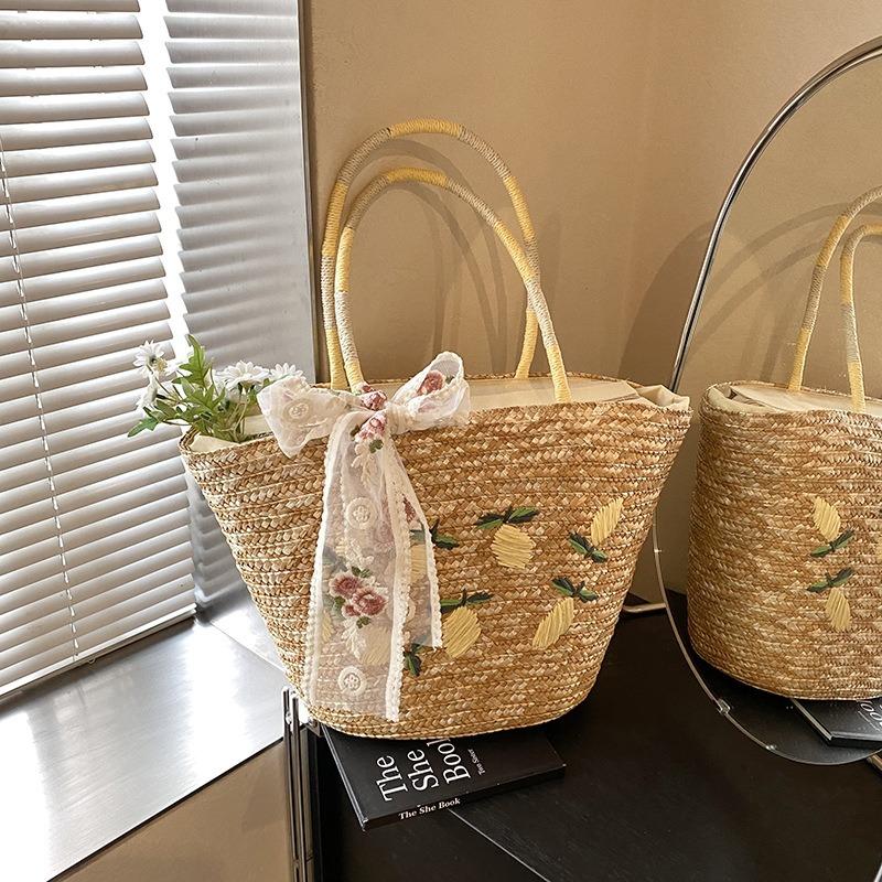 Bags Large capacity commuter versatile vacation tote woven straw shoulder tote bag seaside new beach