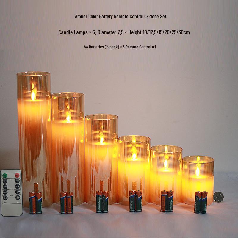 Remote-Controlled LED Glass Candle Lamp with Flickering Flame - Ideal for Romantic Home Decor and Weddings