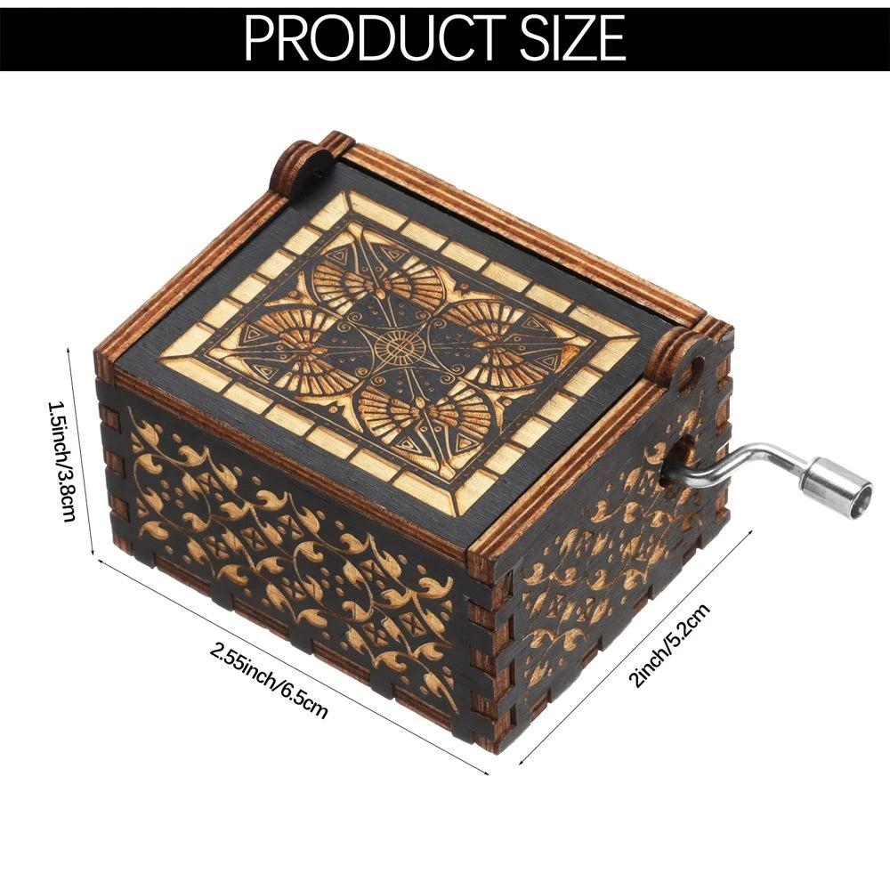 Black Wooden Music Box Hand Cranked Movement You Are My Sunshine Gifts for Children Birthday Present  Home Office Decoration