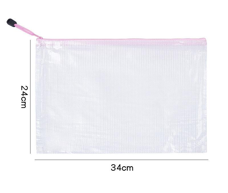 3pc Thickened Transparent Document Bag A4 Official Document Bag Mesh Zipper Bag, Large Capacity A4 File Bag, Waterproof File Bag