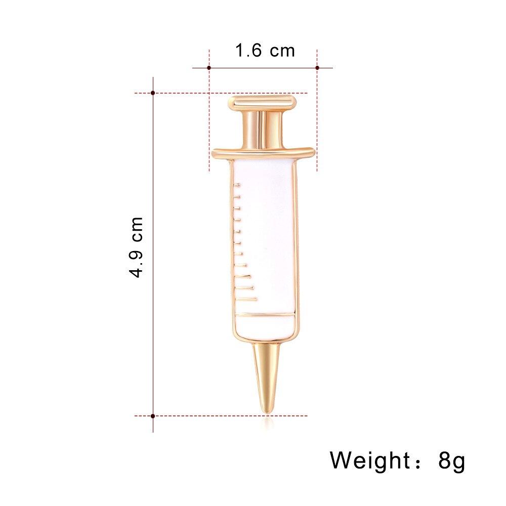 Gold Color Enamel Needle Tubing Brooches Women Exquisite Injection Needle Nurse Suits Brooch Pins Accessories