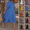 Fashion Summer Spring Solid Color Print Short Sleeve O-Neck Casual Dresses