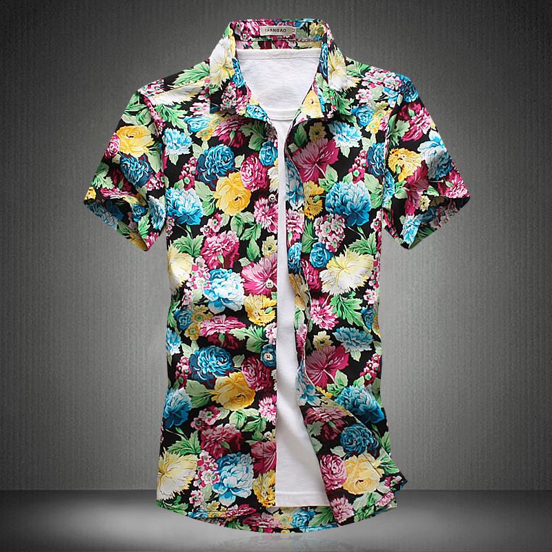 Stylish Summer Casual Floral Short Sleeve Shirt For Men In Plus Sizes With Comfortable Fit