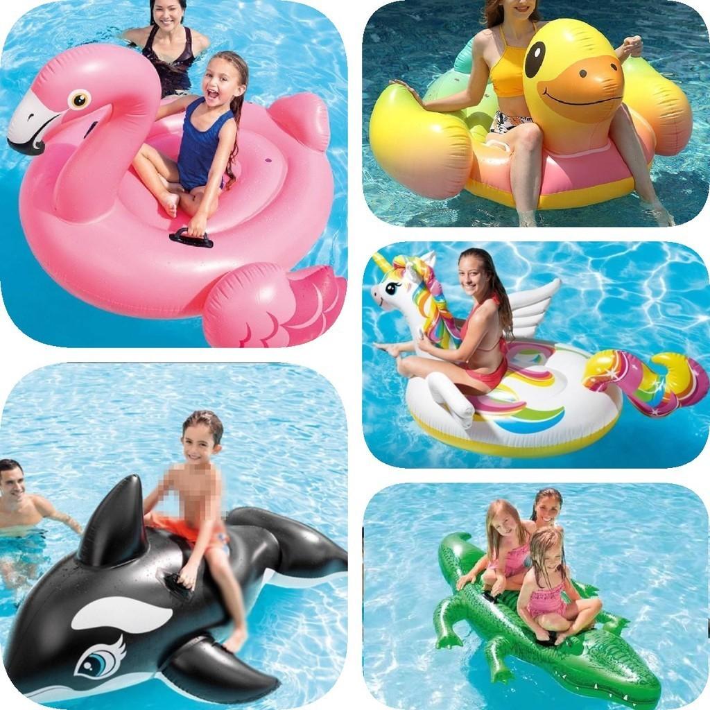 Intex Pvc Inflatable Ride-on Animal Swim Floats For Kids And Adults With Fun Designs