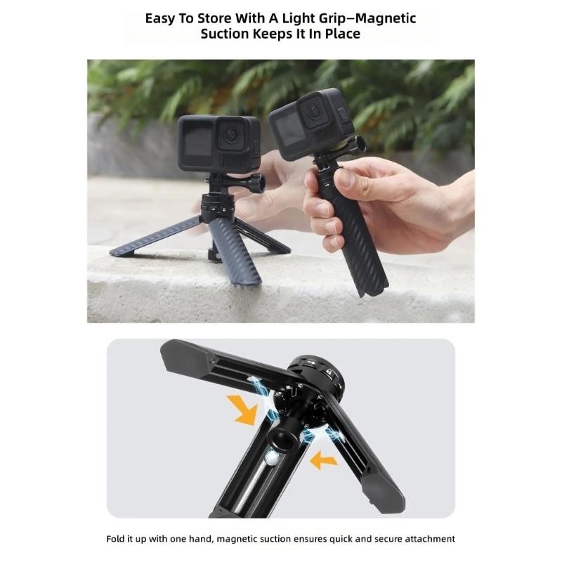 Compactly Aluminum Mini Tripod With Magnetic Base For Smartphones Cameras Action Cameras Stable Desktop Stand 2.5kg Load
