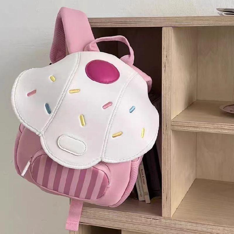 Adorable Pink Nylon Kids Backpack Trendy Street Style Breathable School Bag