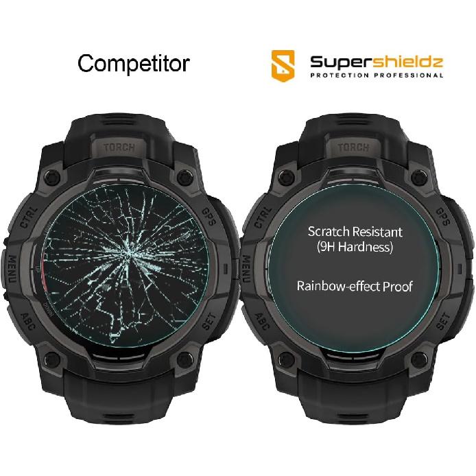 

Supershieldz (2 Pack) Designed for Garmin Instinct 3 45mm (Solar/Amoled) Tempered Glass Screen Protector, Anti Scratch, Bubble Free
