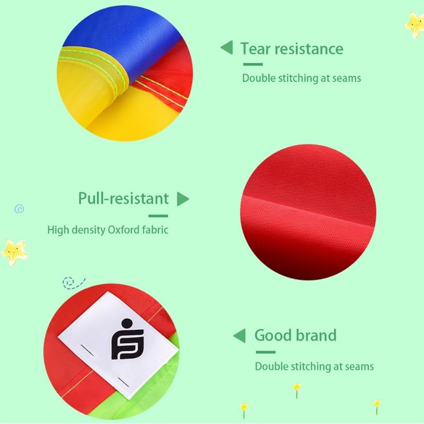Parachute de jeu arc-en-ciel de 4 mètres pour enfants, Jouet d'activité de groupe en plein air, Jeu de parachute pour préscolaires, Fêtes, Cours de gymnastique, Matériau en nylon
