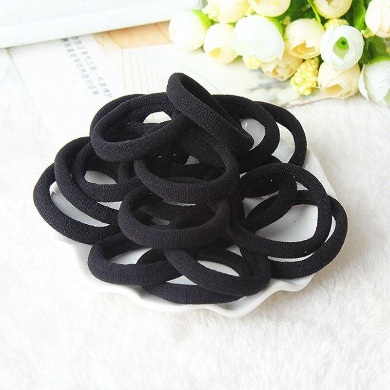 Black Towel Ring 50pcs High Elasticity Seamless Rubber Headdress Hair Ring