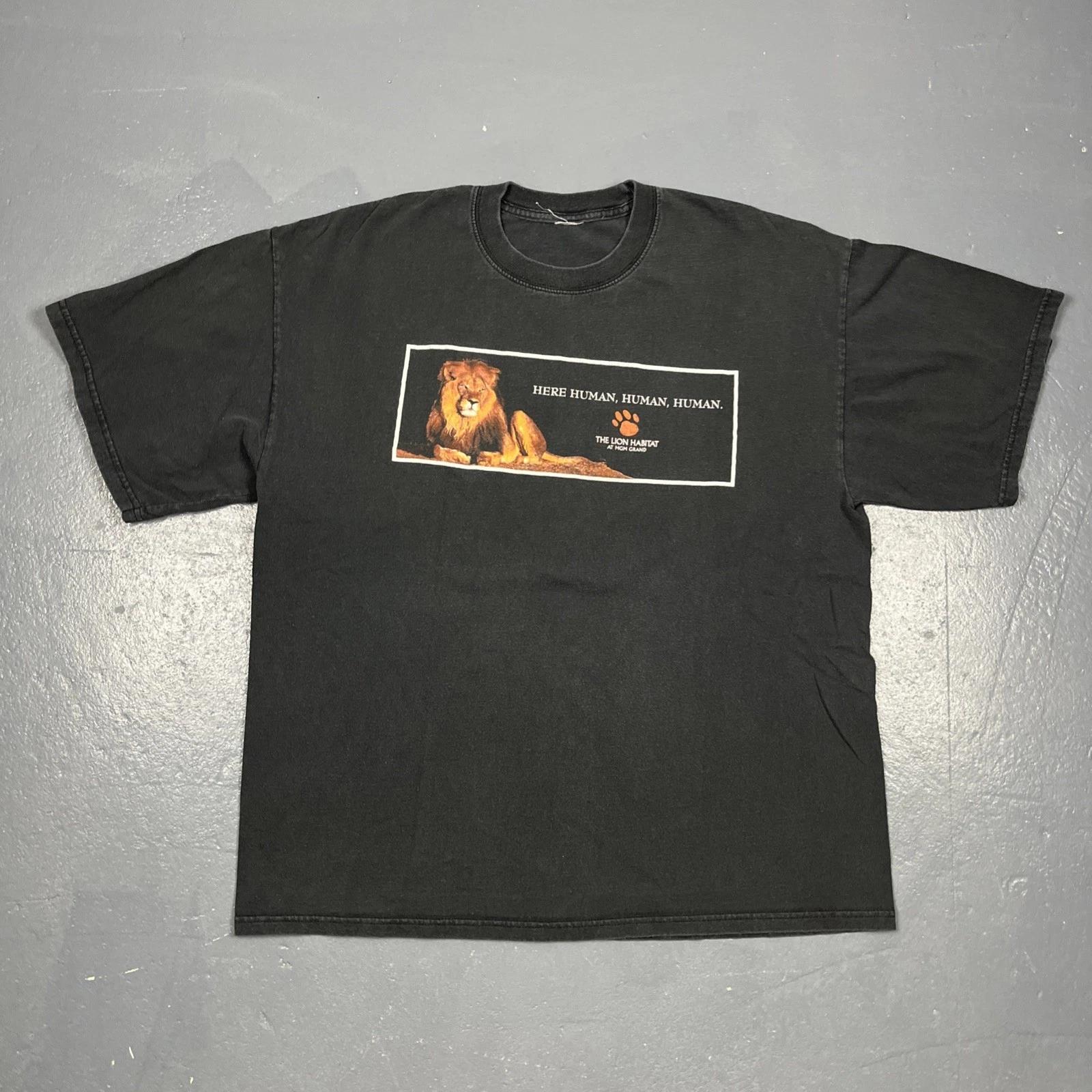 

Vintage The Lion Habitat At MGM Grand Black Large T Shirt Here Human, Human S