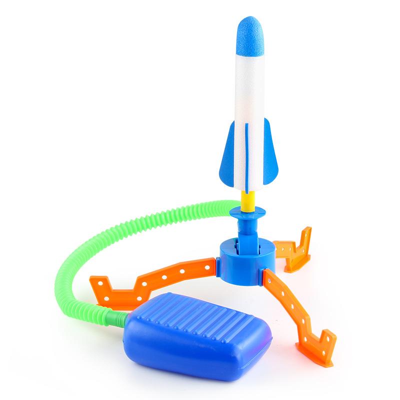 

Детская подставка для ног, игрушка-выбрасыватель для помещений и улицы, одиночная и двойная пусковая установка, ракета-вспышка, летающая ракета синий