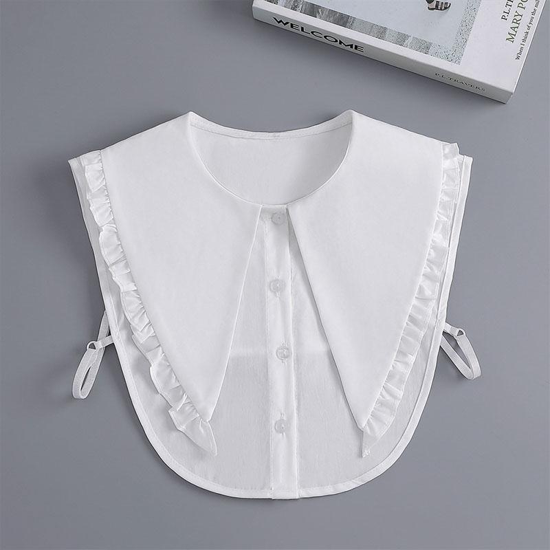 Ruffle Lapel White Fake Collar Women Detachable Collars Scarf False Collar Shirt Tie Plaid Female Removable Dickie Shirt Women