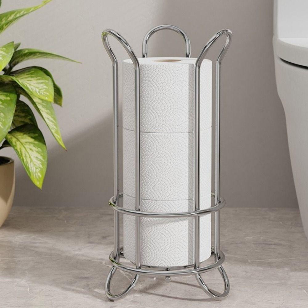 Iron Standing Toilet Roll Holder Decorative Minimalist Toilet Roll Paper Holder Large Capacity Durable Napkin Stand Hotels