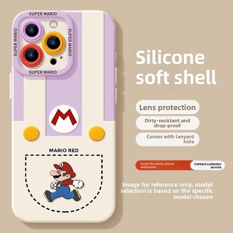 Suitable for Apple 17promax Mobile Phone Case Iphone16 Mario 15pro1413 Protective Cover, Fingerprint-resistant