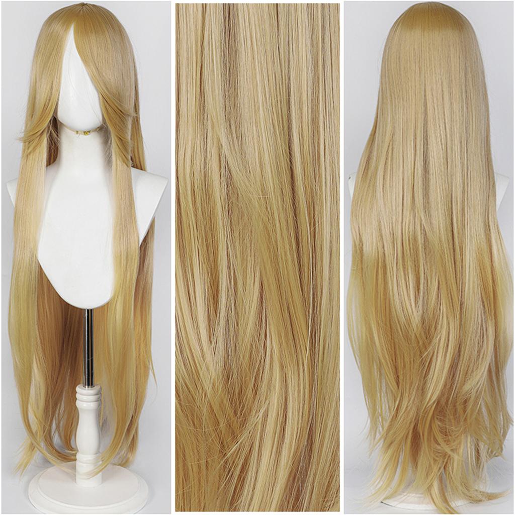Parrucca Cosplay Lunga Dritta 100CM Multicolore Rosa Biondo Nero Parrucca Costume Anime Parrucca Cos Sintetica Universale Parrucca per Uso Quotidiano Feste