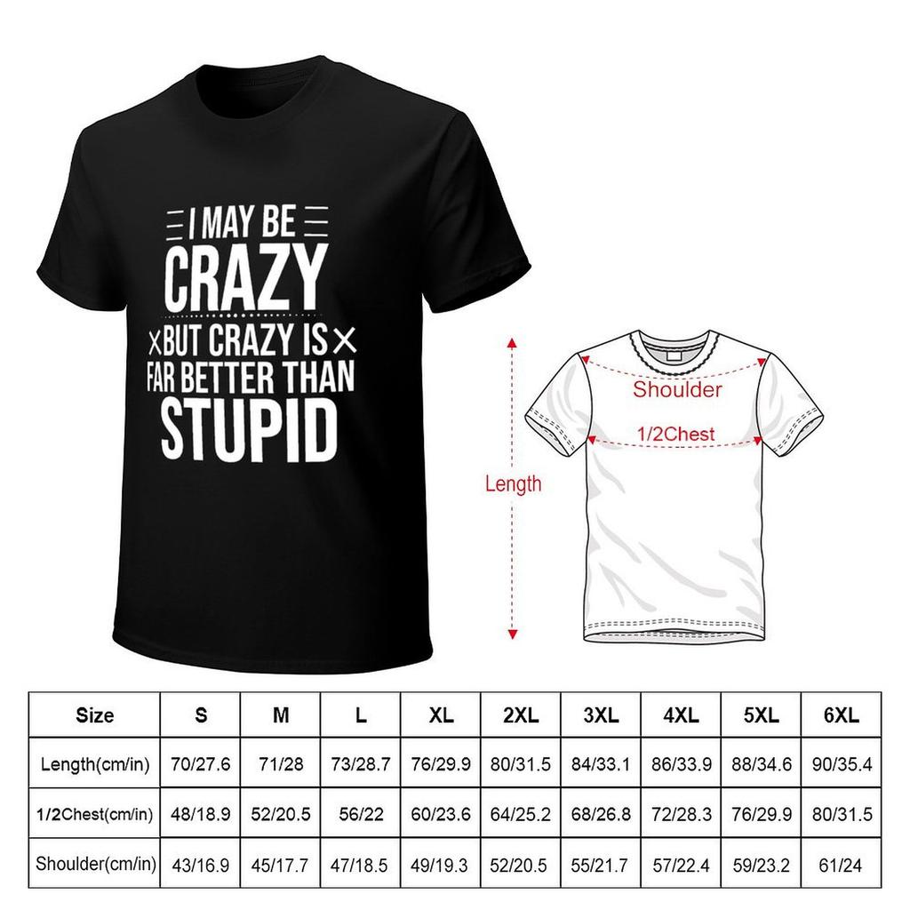 I May Be Crazy But Crazy Is Far Better Than Stupid Classic T-Shirt Summer Clothes Basketball Graphic Tees T Shirt Men