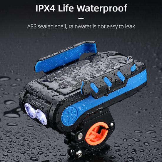 4-in-1 Bicycle Headlight Riding Lamp Light Phone Holder Horn Charging Power Bank