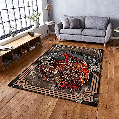 Viking Bear Printing Carpet for Living Room Room Decor Coffee Table Large Area Rug Non Slip Halloween Floor Rugs for Living Room