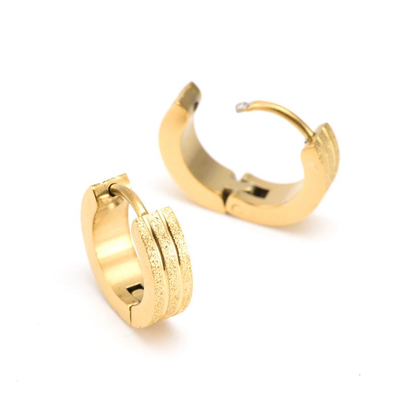 Women's Fashion Titanium Stainless Steel Sandblasted Hoop Earrings