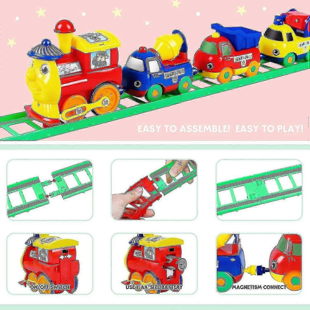 Autobahnspielzeug, Kleinkind-Zugset, Enthält 8 Schienen 4 Autos Und Einen Baum, Kleinkindspielzeug, Geschenk Für Jungen Mädchen 25-26s