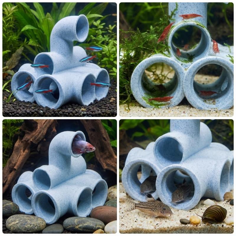 Artistic Marble Styles Fishtank Ornament Shelter Place For Pet Fish And Shrimp Underwater Hideouts Landscape
