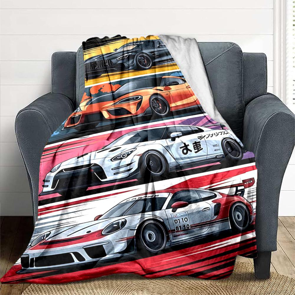 1PC Racing Cars Blanket, Throw For Sofa, Bed, Travel, Camping, Livingroom,