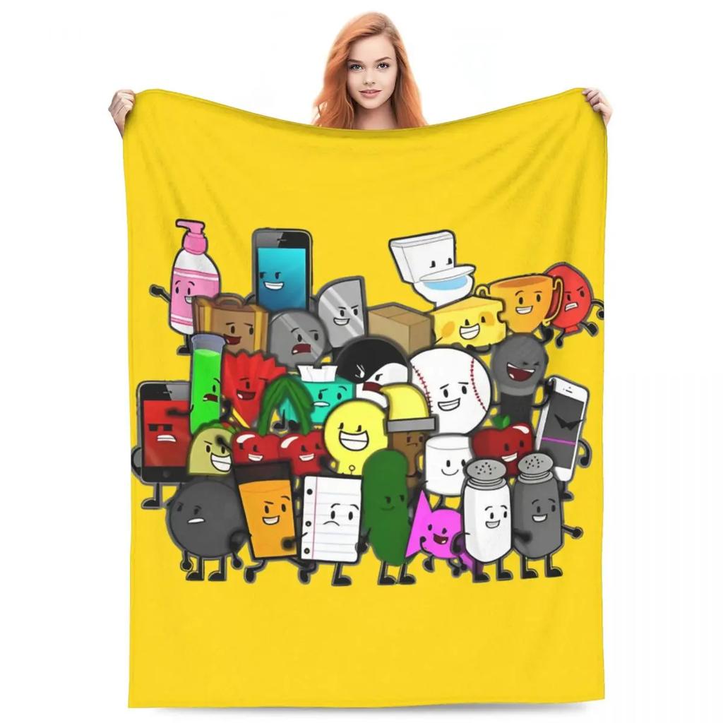 BFDI Inanimate Insanity Alle Charaktere Cartoon-Decke Battle for Dream Island Decke Bettwäsche Büro Weiche Schlafzimmer-Steppdecke