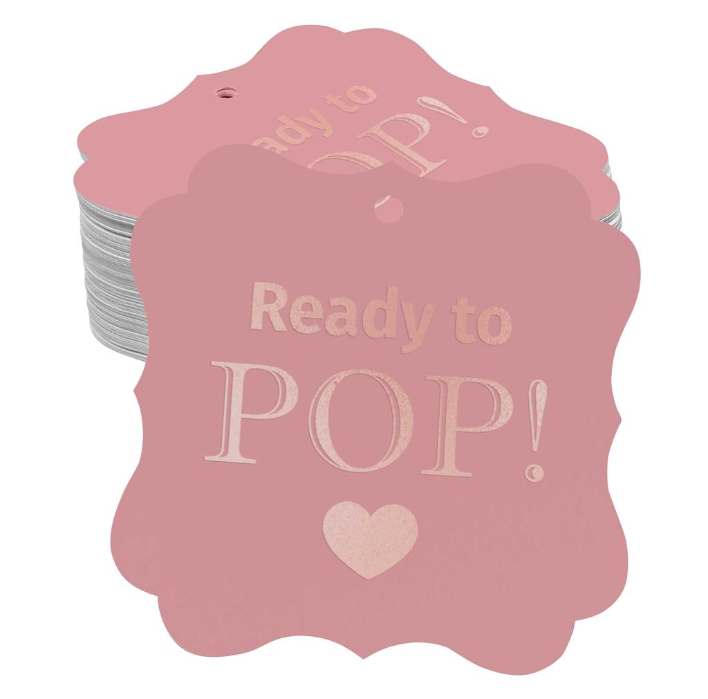 Inkdotpot Real Gold Foil Ready To Pop Baby Shower Tags Favor Bracket Shape Hang Pack Of 100 Paper