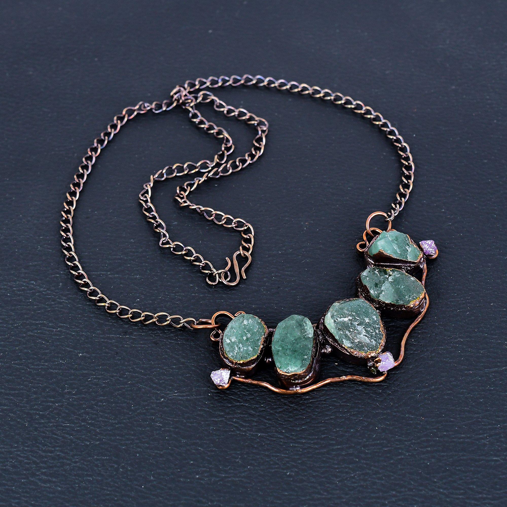 

Strawberry Quartz Necklace, Gemstone Copper Electroformed Jewelry Necklace, Handmade Jewelry, For Anniversary Gift