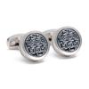 Blue Striped Round Silver Cufflinks for Men - New Arrival
