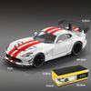 1:24 DODGE Viper ACR 2016 Super Sports Coupe Toy Car Die Cast Metel Cars Toy Pull Back Model Cars With Sound And Light For Child