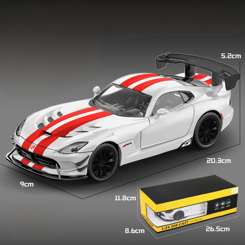 1:24 DODGE Viper ACR 2016 Super Sports Coupe Toy Car Die Cast Metel Cars Toy Pull Back Model Cars With Sound And Light For Child