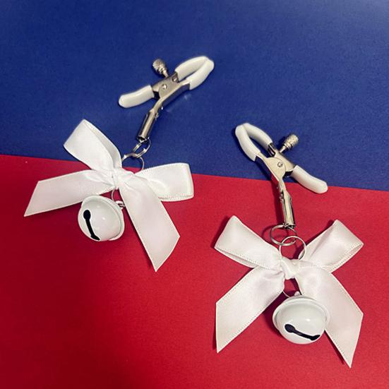 1 Pair Nipple Clamps Adjustable Non-Piercing Body Jewelry with Bowknot Bells Metal Decorative Clips for Adult Men Women Couples Bedtime Play