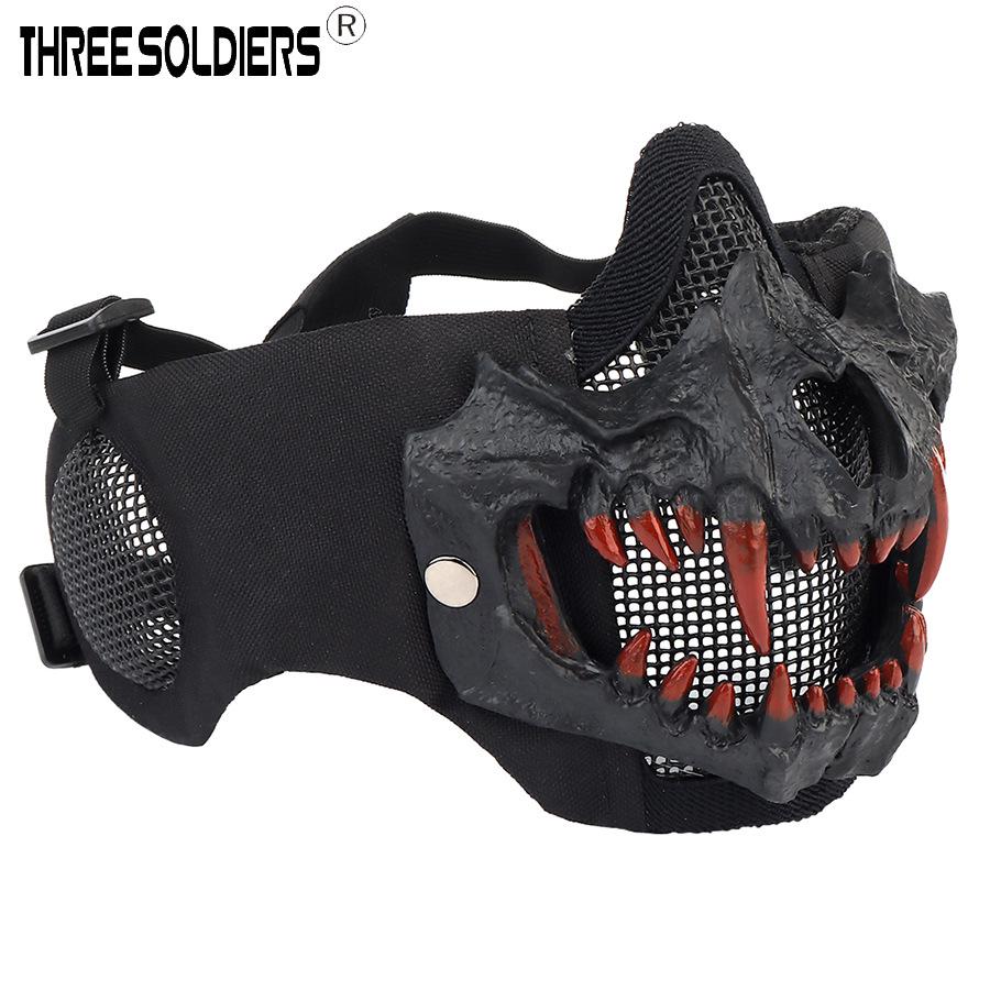 Fang Skull Mask with Ear Protection for Halloween and Outdoor Cycling